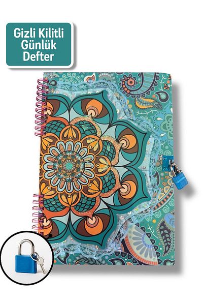 madam gold Locked Diary Notebook – Powder Flower & Butterfly Design