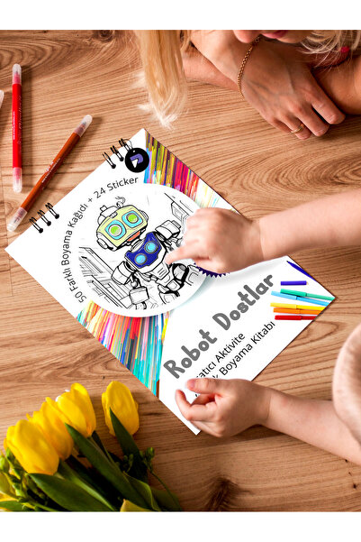 Postermanya Robot Dostlar Çocuk Boyama Kitabı, Çocuklar İçin Boyama Eğlenceli...