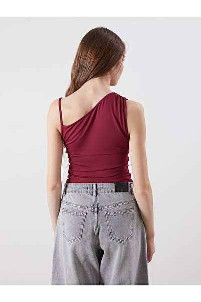 LC Waikiki XSIDE Asimetrik Yaka Drapeli Bodycon Bluz