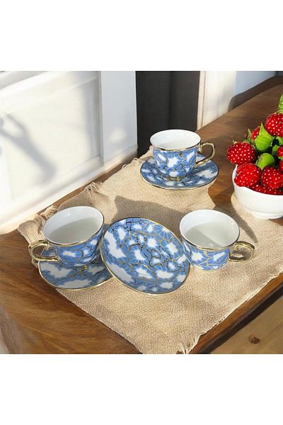 partridge store Gilded Porcelain Turkish Coffee Cup Set of 6
