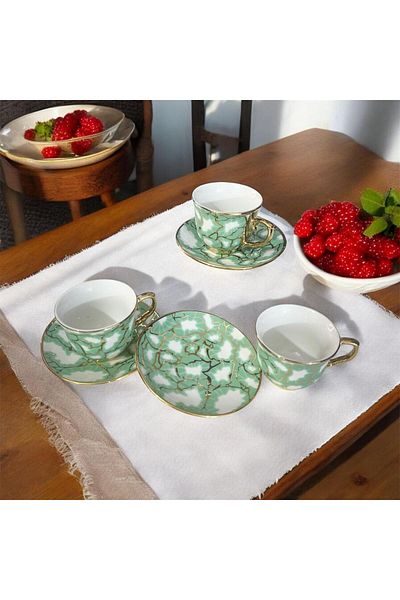 partridge store Gilded Porcelain Turkish Coffee Cup Set of 6