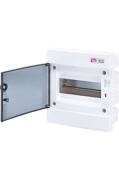 Eti PVC enclosure, 8 modules, recessed, IP40, white, transparent door, 001101010,