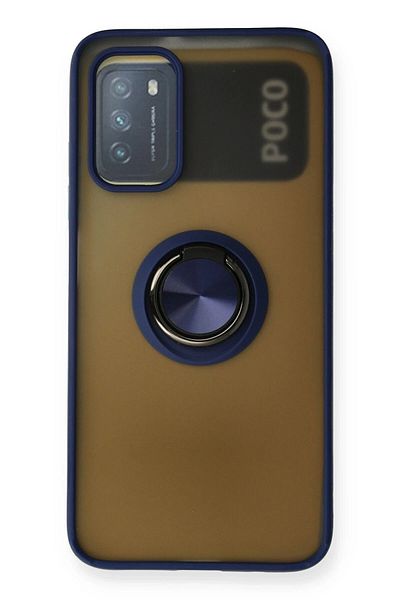 CepteToptan حافظة هاتف Xiaomi Redmi 9T من السيليكون مع حلقة مونتريال - أزرق داكن - MKİ1329-5282
