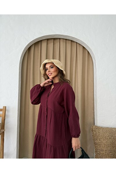 Modesto SOFT MÜSLİN DRESS BORDO