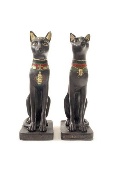 Puckator Set of two decorative Egyptian cat statues, 20 cm