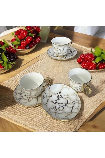 partridge store Gilded Porcelain Turkish Coffee Cup Set of 6