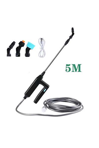 TechTic Elektrikli Yüksek Basınçlı Su Tabancası Bahçe Püskürtücü 5m Hortum 3 Nozul Araç Yıkama 7.4v