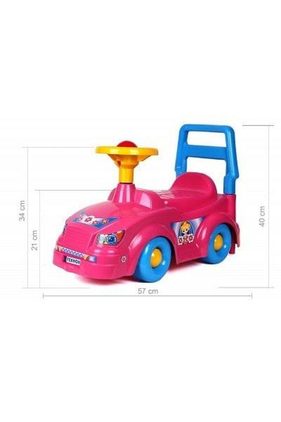 Divendi Preschool car for children 1-3 years, ride-on, pink with blue and yellow