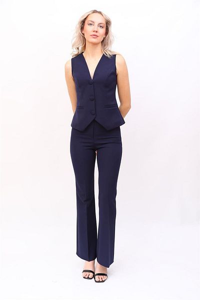 ÖNDER ÖZSOY V-Neck Side Cup Vest-Navy Blue