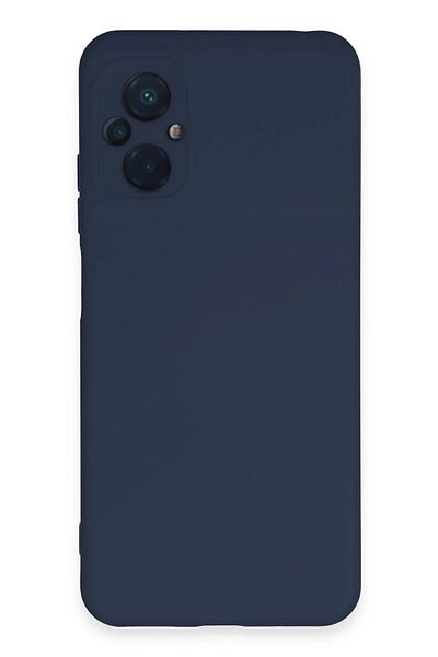 CepteToptan حافظة هاتف Xiaomi Poco M5 من السيليكون المخملي الداخلي - أزرق داكن - MKİ1091-8617