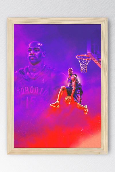 Saturn Vince Carter Framed Painting - Basketball Nba Poster Painting