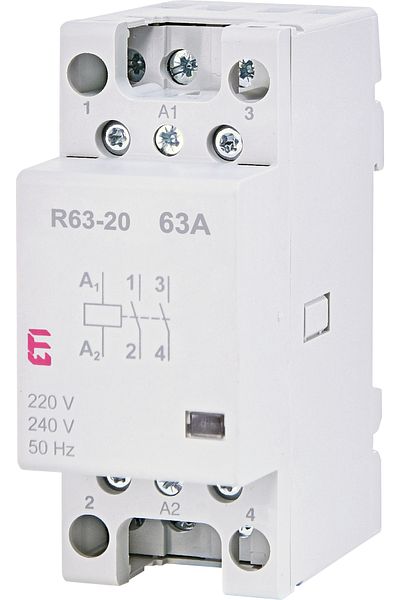 Eti Modular contactor, single-phase, 63A, 2 NO contacts, coil voltage 230V AC, 002463482,