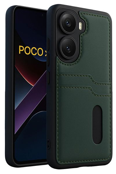 CepteToptan حافظة Xiaomi Poco X7 Pro حافظة جلدية مع بطاقة Sara - أخضر داكن - MKİ1104-5863