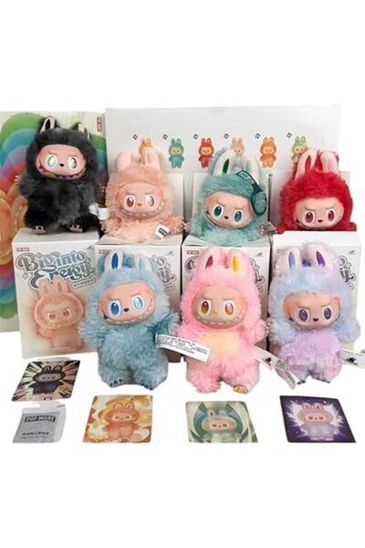 Pop Mart Labubu تعليقة دمية لابوبو المحشوة بتصميم ناعم وأنيق للأطفال والكبار, صناديق مخفية عشوائية - حبة