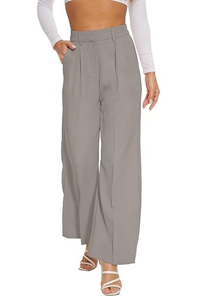 OEM Women's Wide Leg Pants, High Elastic Waist, Long Straight Work Pants