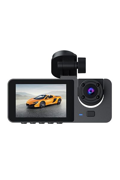 divendi-ro Triple slim car DVR camera, 2-inch LCD screen, Full HD, 3 lenses, 2 front and 1 rear, Gsensor, black