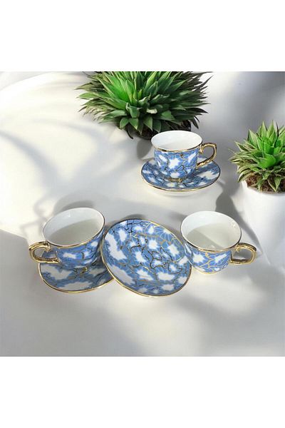 partridge store Gilded Porcelain Turkish Coffee Cup Set of 6