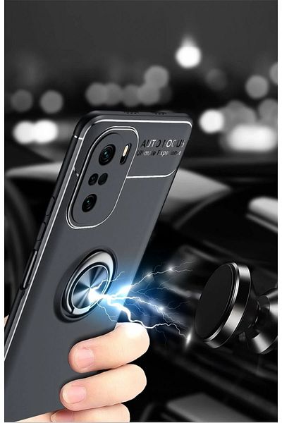 CepteToptan حافظة هاتف Xiaomi Poco F3 من السيليكون مع حلقة - أحمر - MKİ8879-6064