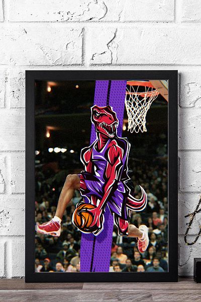 Saturn Vince Carter Framed Painting - Toronto Raptors Nba Poster Painting