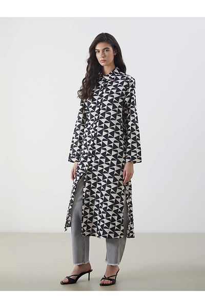 LC Waikiki Lcw Modest Black Print Women's Shirt Tunic