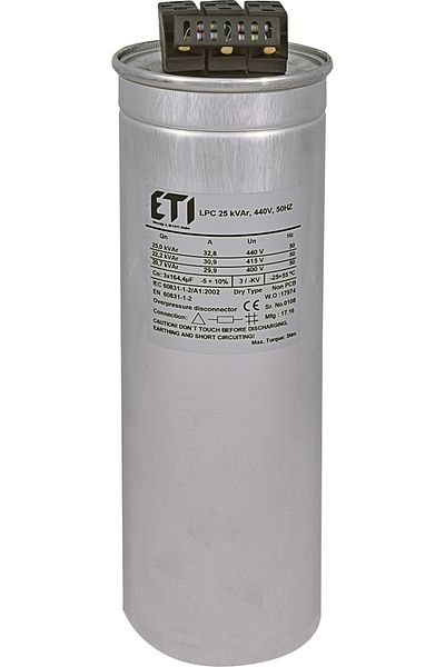 Eti Capacitor 10kVAr, Dry Type, 440V, 50Hz, Capacity 3x54.8Uf, 004656760,
