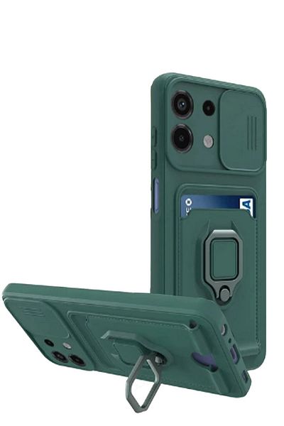 CepteToptan حافظة هاتف Xiaomi Redmi Note 13 4G من السيليكون مع بطاقة زيوما وحلقة - أخضر - MKİ9603-5275