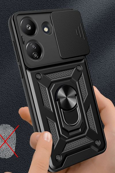 CepteToptan حافظة هاتف Xiaomi Redmi 13C من السيليكون مع حلقة عدسة Pars - أسود - MKİ1582-4921