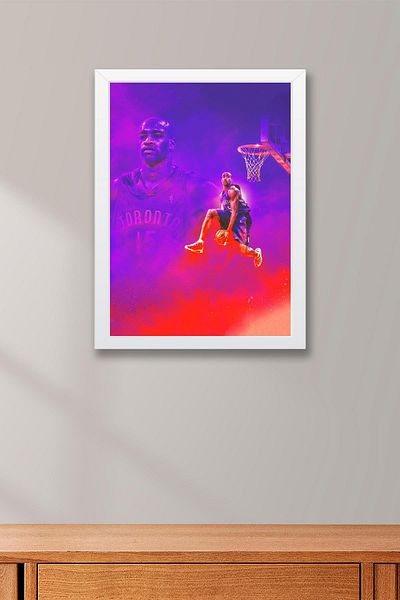 Saturn Vince Carter Framed Painting - Basketball Nba Poster Painting
