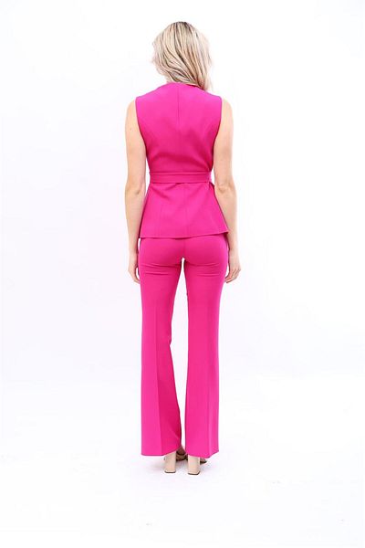 ÖNDER ÖZSOY O-Neck Belted Vest-Fuchsia