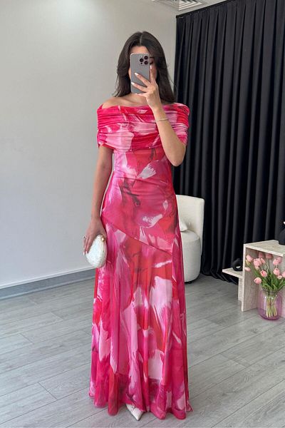 ECEMİ Yena Pink Off Shoulder Tulle Dress