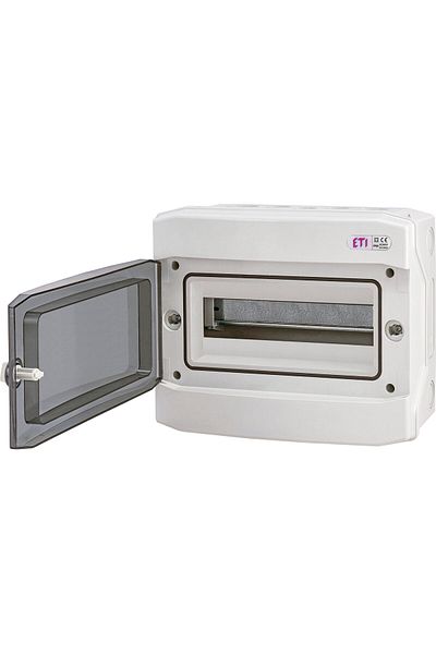 Eti PVC enclosure, 12 modules, surface-mounted, IP65, grey, transparent door, 001101062,