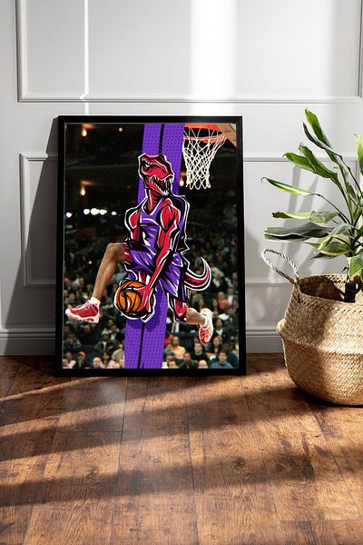 Saturn Vince Carter Framed Painting - Toronto Raptors Nba Poster Painting