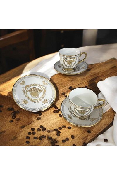 partridge store Gilded Porcelain Turkish Coffee Cup Set of 6
