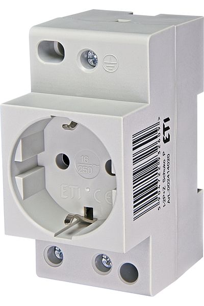 Eti 2-module socket, DIN rail mounting, 2P+E, 002414020,