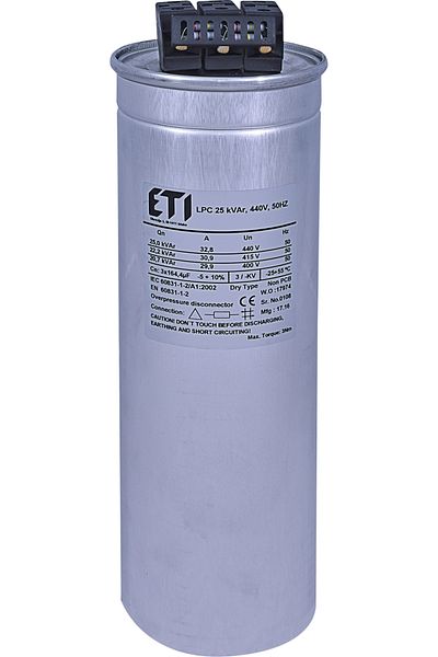 Eti Capacitor 25kVAr, Dry Type, 440V, 50Hz, Capacity 3x137Uf, 004656764,