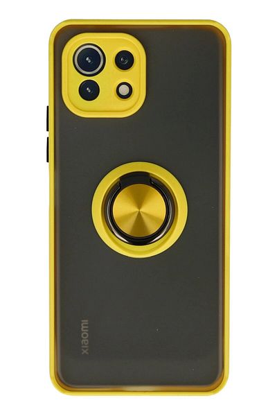CepteToptan حافظة هاتف Xiaomi MI 11 Lite من السيليكون مع حلقة مونتريال - أصفر - MKİ6674-3463