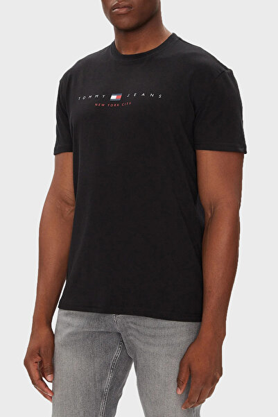 Tommy Jeans % 100 Pamuk Regular Fit Bisiklet Yaka Logolu T Shirt Erkek T SHİR...