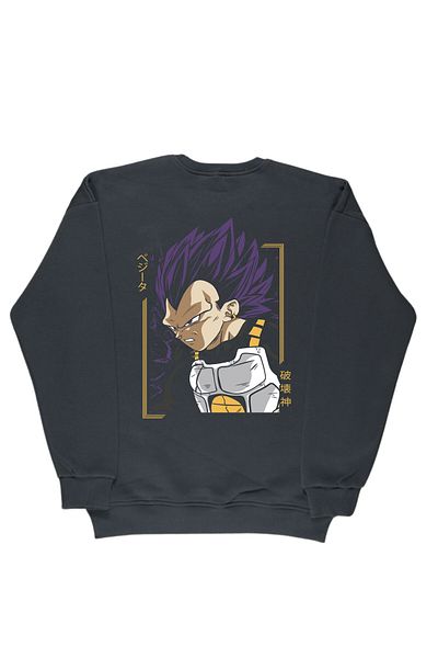 By Caspita Fashion Hanorac unisex oversize afumat cu imprimeu pe spate Lenithra Dragon Ball Vegeta