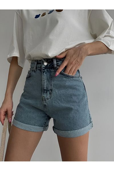 Perryes Pantaloni scurți din denim cu două tăișuri
