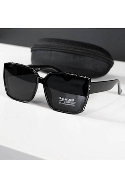 4desire.ro Polarized Women's Sunglasses with UV400 Protection, Elegant Frame Decorations, Glossy Black