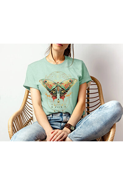 LAYORA "Women's Ethnic Colorful Butterfly Printed T-Shirt - Oversize Style"