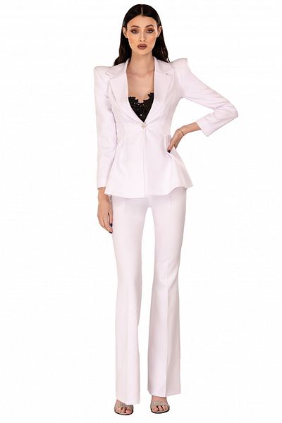 Atmosphere Fashion Elegant white jacket with puffed shoulders