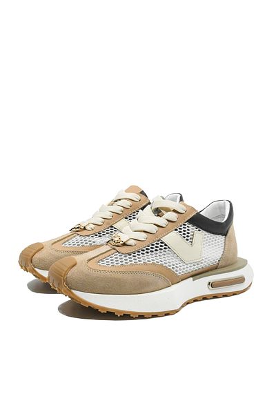 Dogati Women's sneakers Dogati, beige, made of mesh with suede leather trims