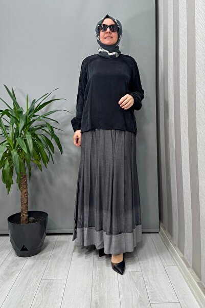 MissWhence Piece Denim Skirt Black 37904