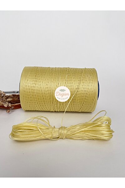 Düğüm Hobi Atölyesi 1 mm Limon Butter Sarı 1 metre Saraç Mumlu İp (Bileklik H...