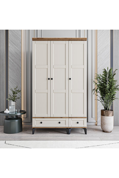 MONZIO Karin 3 Kapaklı Çekmeceli Gardırop %100 MDF