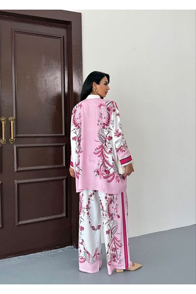 suphias Imported Jessica Fabric Floral Pattern Shirt & Pants 2-Piece Suit