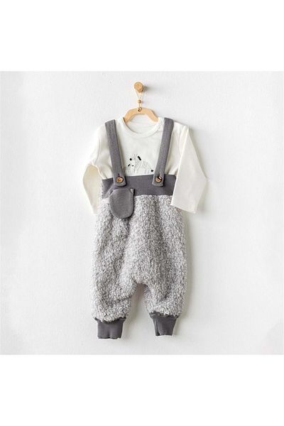 andywawa Baby Boy Zebra 2-Piece Set Ecru/Gray Ac24165