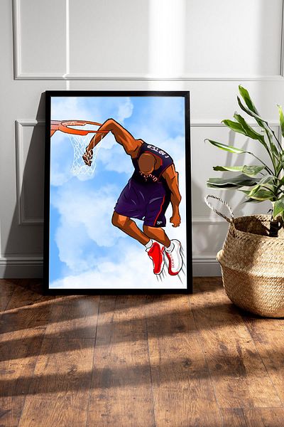 Saturn Vince Carter Framed Painting - Basketball Nba Poster Painting
