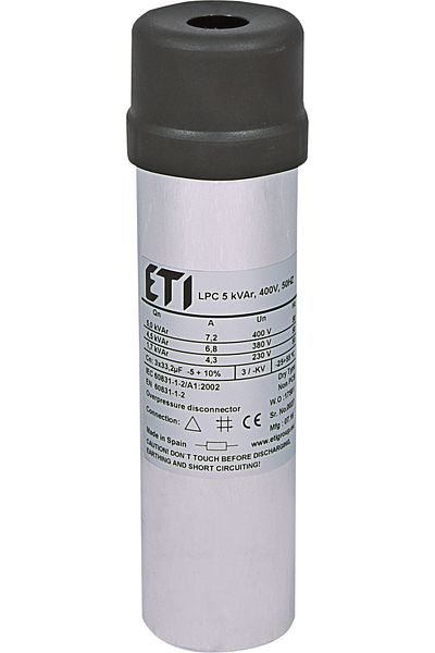 Eti Capacitor 5kVAr, Dry Type, 400V, 50Hz, Capacity 3x33.2Uf, 004656705,